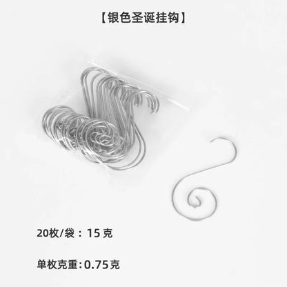 20pcs/bag Christmas Ornaments Metal S-Shaped Hooks Holder Christmas Tree Ball Pendant Hanging Decorations Home Navidad New Year