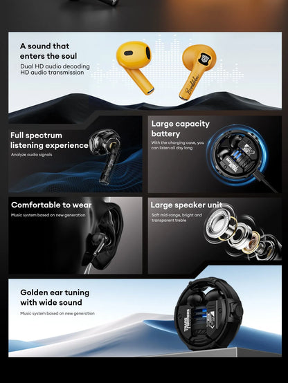 100% Original TRANSFORMERS TF-T23 TWS Bluetooth 5.4 Gaming Earphones Headphones Music Dual Mode Earbuds Choice High Quality