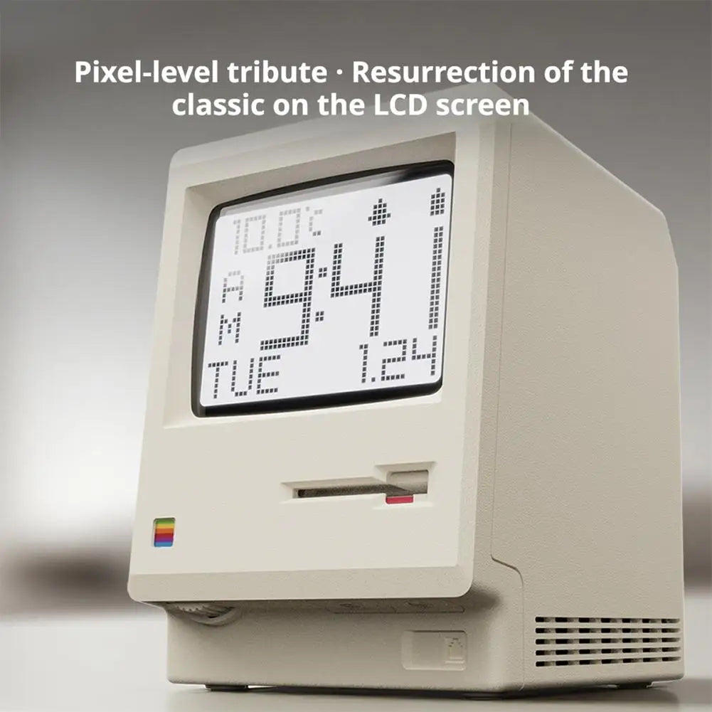 Desktop Digital Clock Retro Classic Design Beige Floppy Disk Decor Tech Gadget Gift For Men Women Office Desk Novelty Ornament