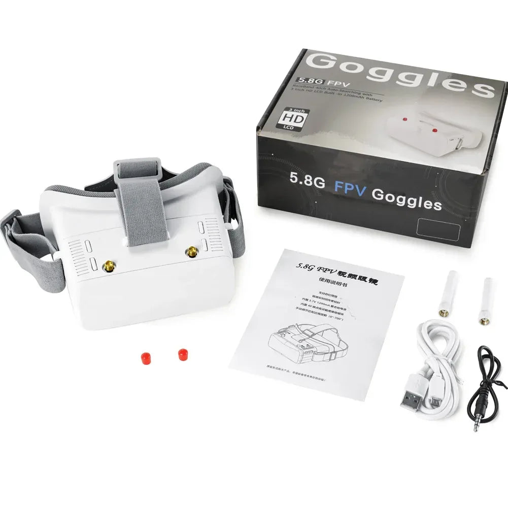 VR100 Video Spectacles Focus Adjustments FPV Goggles with 5.8G 40ch Receiver 3.0 inch Screen for Racing Drone Micro Whoop