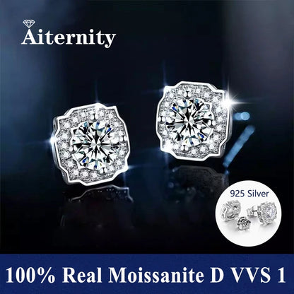 Fine Jewelry Pass Diamond Tester Pen Moissanite Hoop Earrings For Women With GRA S925 Sterling Silver For Women Ear Clasps