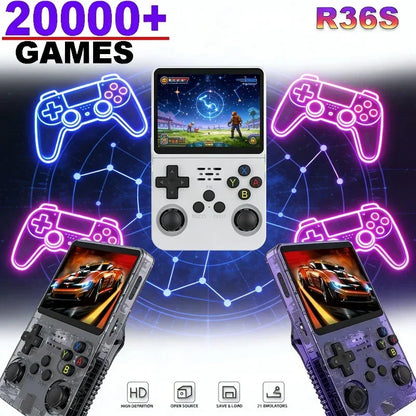 R36S Retro Handheld Video Game Console Arkos System 3.5 Inch IPS Screen 128GB Portable Pocket Game Player for Kids