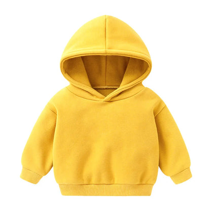1pcs Boys Girls Thick Velvet Cartoon Tees Kids Solid Casual Fashion Warm Autumn Winter Sweatshirt Hoodie Baby Cloths Infant Tops