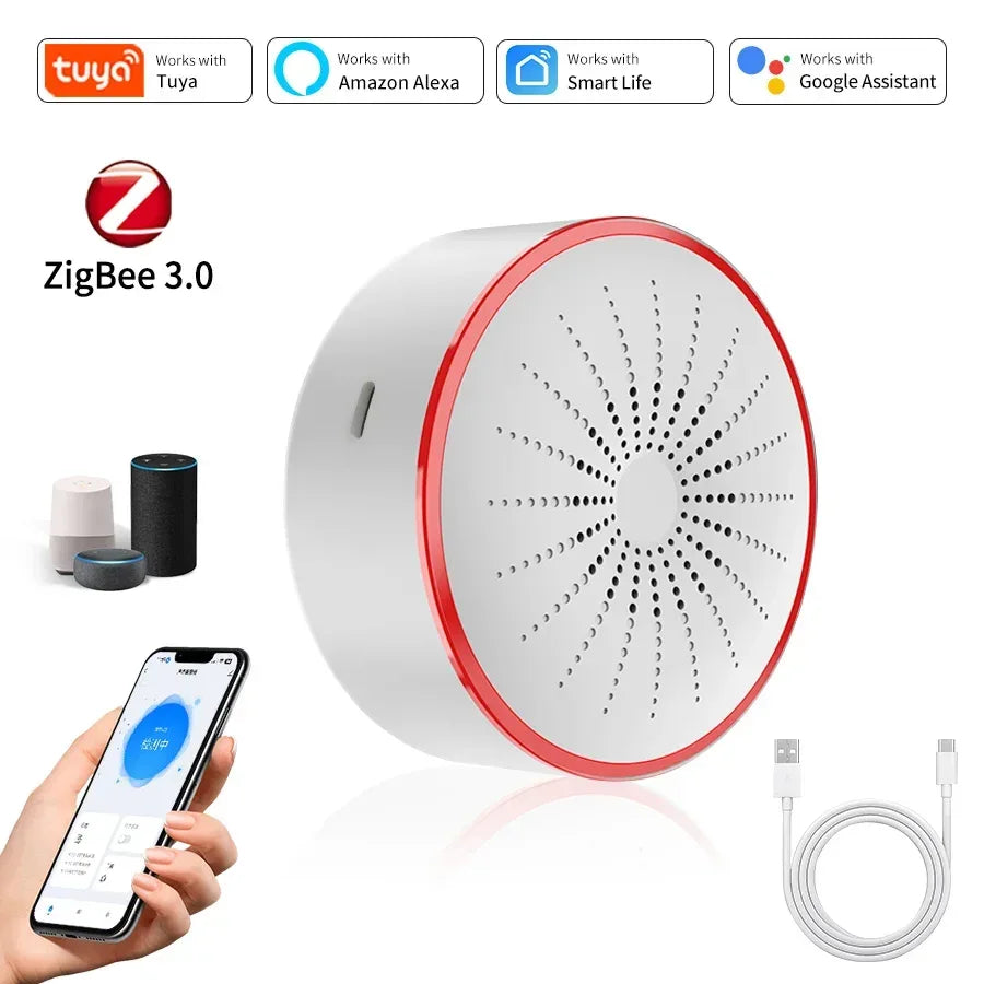 Tuya WiFi ZigBee Alarm Siren Sensor Detector Sound And Light Alarm Home Security System Smart Life APP Alexa Google Assistant