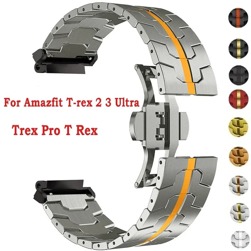 Steel Strap for Huami Amazfit T-rex 3/2 Trex Pro Metal Watch Band for Amazfit T-Rex Ultra Butterfly clasp Smartwatch Accessories