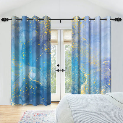 2pcs/set Marble Print Blackout Curtain Modern Window Drapes Blue Gold Pink Thermal Insulated Living Room Bedroom Home Decoration