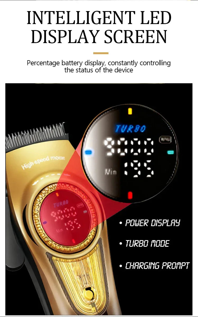 Kemei 1691  Professional Barber Cutting Machines  Rotation Speed Adjustment LED Display Men's Hair Clipper Trimmer