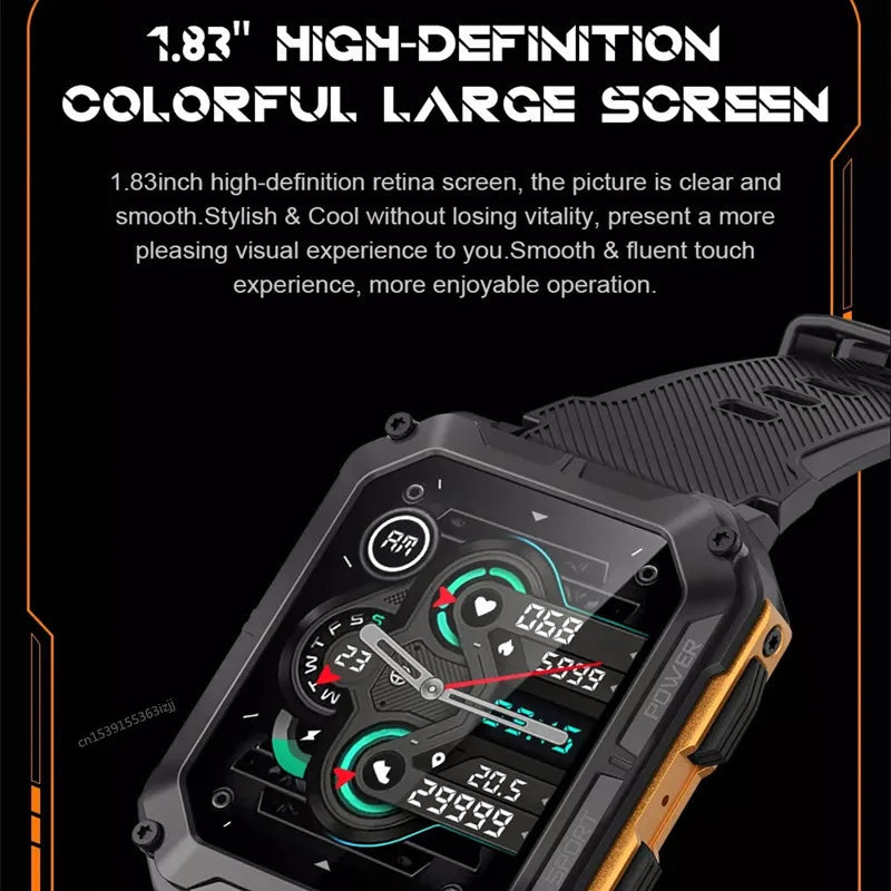 Smart Watch C20 PRO 1.83 Inch Men Music BT Call Outdoor Sports Fitness Tracker Heart Rate Blood Pressure Smartwatch