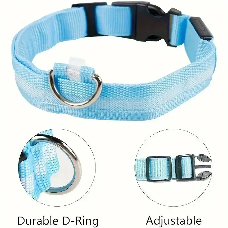 Light Up LED Pet Dog Collar Safety Night Walking Flashing Glow In The Dark LED Pet Dog Battery Collar Small Medium Large Dog