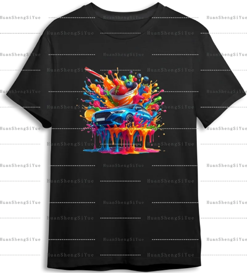 Color Fluid Painting Ironing Sticker Clothes DTF Fashion T-shirt Hoodie DIY Jacket Patch Hot Paste Paper