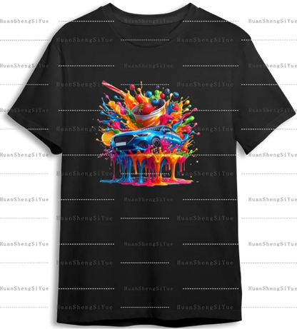 Color Fluid Painting Ironing Sticker Clothes DTF Fashion T-shirt Hoodie DIY Jacket Patch Hot Paste Paper