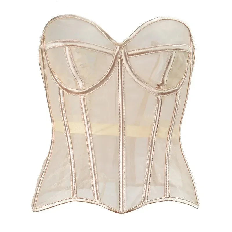 Sexy Thin Body Shaper Underwear Corset Waist Trainer Lingerie Lace Corsets Perspective Mesh Shapewear Women Fashion Clothes Faja