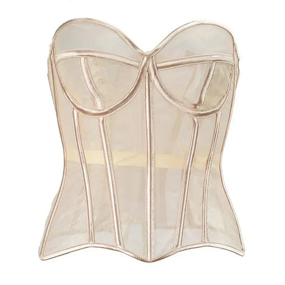 Sexy Thin Body Shaper Underwear Corset Waist Trainer Lingerie Lace Corsets Perspective Mesh Shapewear Women Fashion Clothes Faja