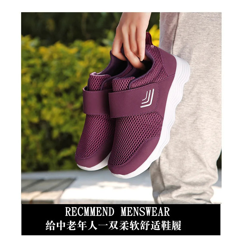 Men's Lightweight Sneakers With Hook And Loop Fastener, Casual Breathable Mesh Comfy Trendy Anti-skid Shoes For Walking