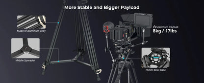 SmallRig Heavy-Duty 360° Fluid Head Tripod AD-01 186cm Video Tripod with Quick Release Plate for DSLR Camera Camcorder