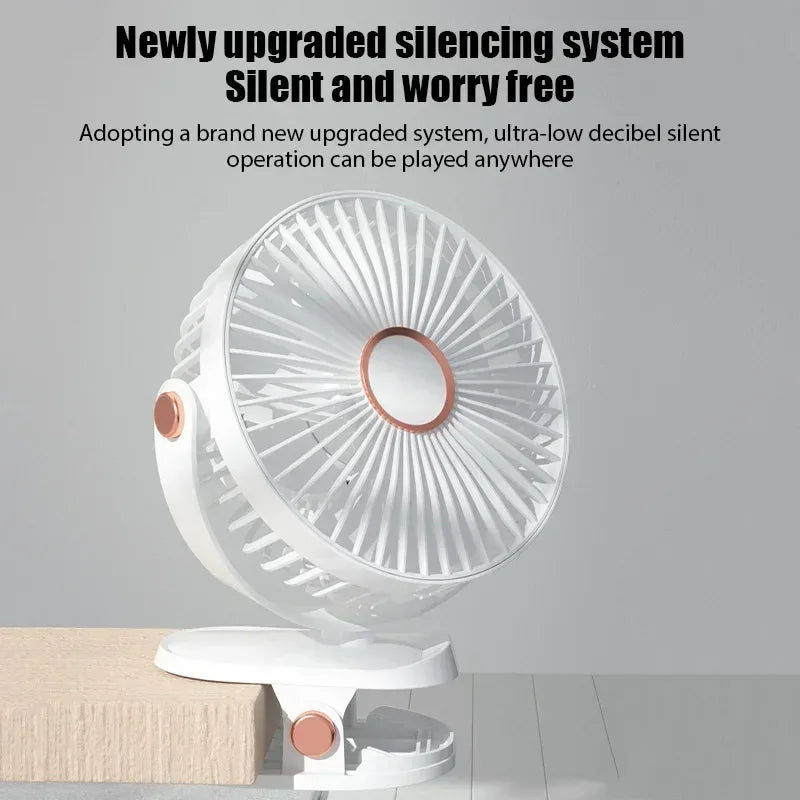 Xiaomi 2025 Clip-on Fan 8000mah  5 Speed Quiet Rechargeable Desktop Air Circulator Wireless Fan With LED Light For Office