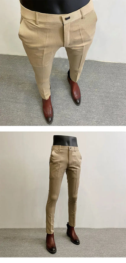 Men Suit Pants Dress Pantalone Hombre Stretch Slim Formal Trousers Calça Masculina Solid Color Casual Pants Fashion Men Clothing