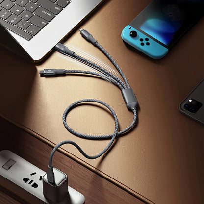 120W 3 In 1 Fast Charging Cable 3A For iPhone15 14 13 12 11 X Pro Max Micro USB Type-C Phone Charger USBC Data Cable 1.2M