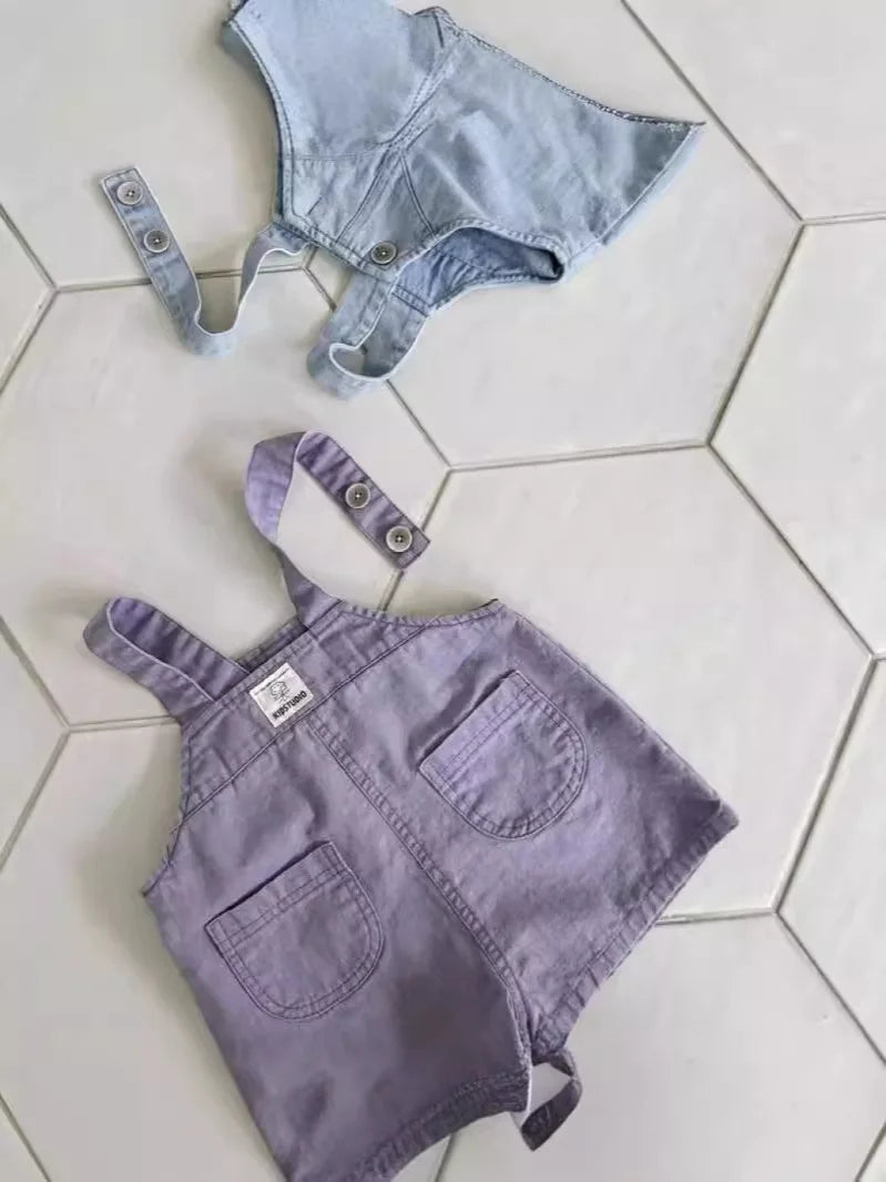 2025 Summer New Baby Denim Strap Shorts Infant Jumpsuit Toddler Boy Girl Fashion Casual Overalls Baby Loose Versatile Clothes