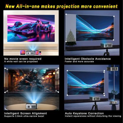 HORLAT 35000Lumenes 4K Android Projector 8K Decode Video Audio Home Theater AutoFocus Keystone 5G WiFi Portable Proyector Beamer