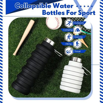 Collapsible Water Bottles Silicone Travel Foldable Portable Water Bottle Silicone Reusable Leakproof for Camping Hiking Cycling