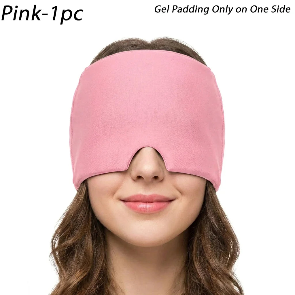Single‑Sided Gel Ice Headache Relief Hat, Cold Compression Eye Mask, Reusable Portable Cooling Cap for Migraine Pain Home Use
