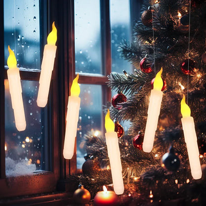 Floating LED Candles with Magic Wand Remote Control Flameless Remote Taper Electronic Candle Christmas Party Decor Candle Lights