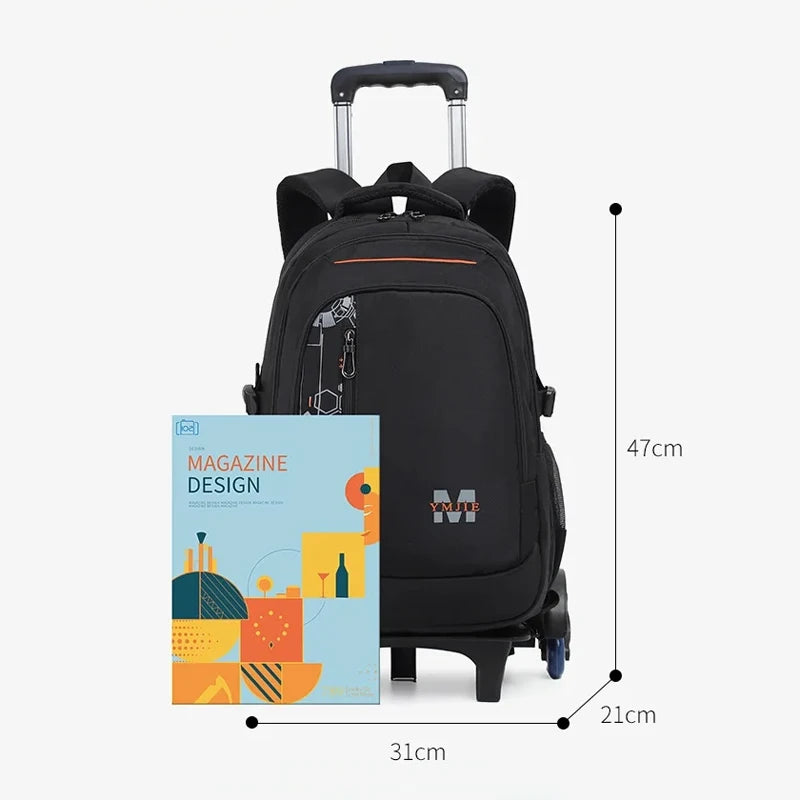 School Rolling backpack bag School Bags with wheels Student wheeled Backpacks for boys Children School Trolley Bag Waterproof