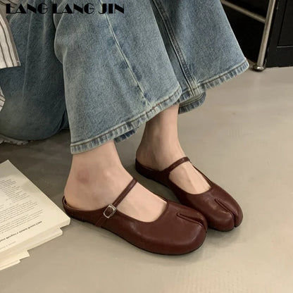 Women Tabi Ninja Slippers Brand Mules Soft Microfiber Comfy Flats Fashion Split Toe Slides Casual Loafer Shallow Ballerina Mujer
