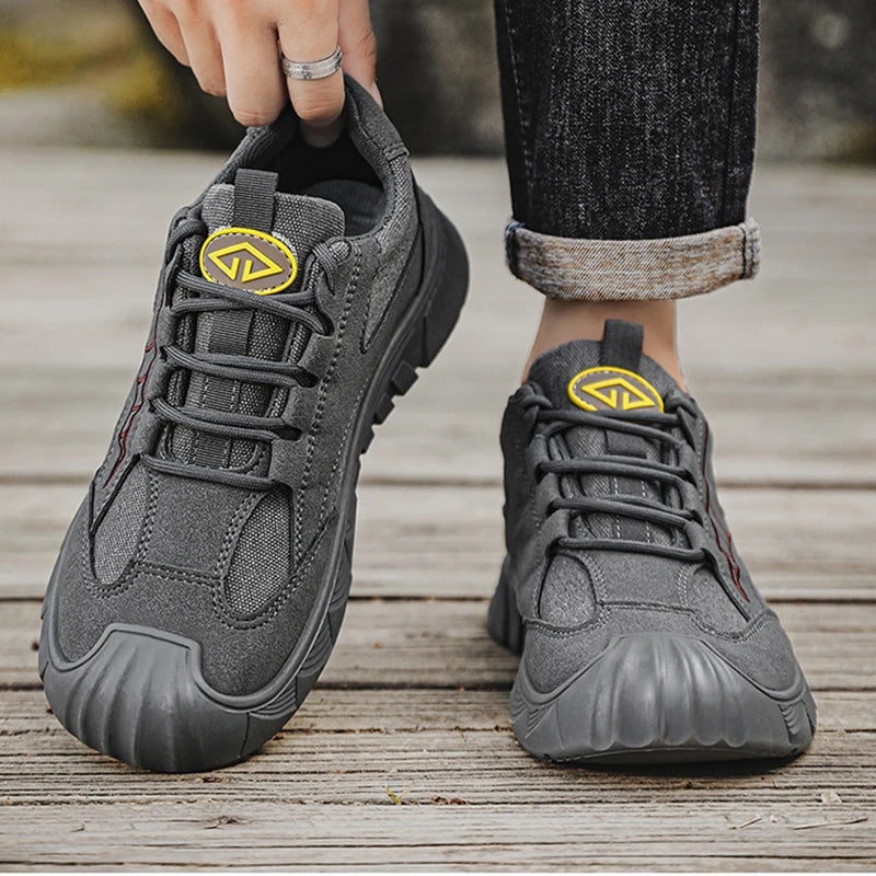Oulylan Men's Lightweight Safety Shoes Breathable Low-Top Work Shoes Outdoor Fashionable Wear-Resistant Labor Protection Shoes