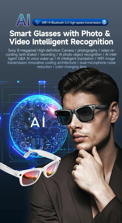 Xiaomi 8K Camera AI Glasses Smart Translation Color-Changing Waterproof Glasses Video Recording Photo Call Smart Sunglasses
