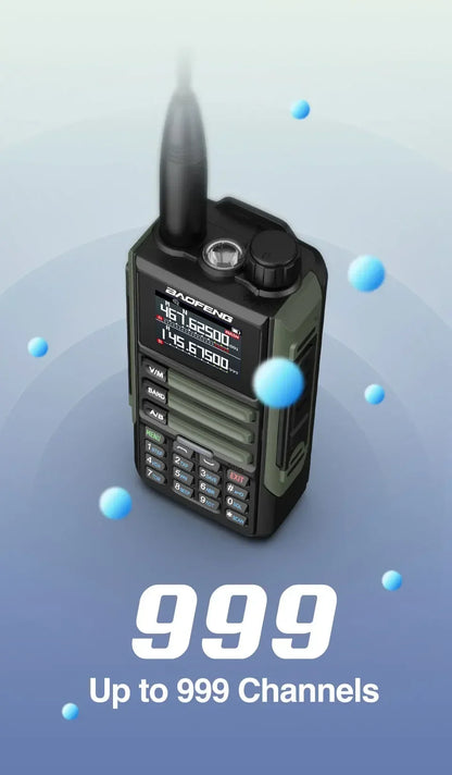 2Pack Baofeng 15W 50KM Waterproof Walkie Talkie 999CH AM FM 2-Way Radio Full Band LCD Screen Frequency Copy Noise Reduce UV16M
