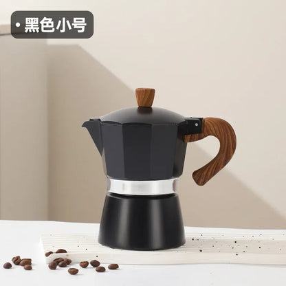 Electric Octagonal 3 Cup Black Coffee Maker Double Valve Moka Coffee Pot Espresso Aluminum Alloy Stainless Steel Moka Pot Set