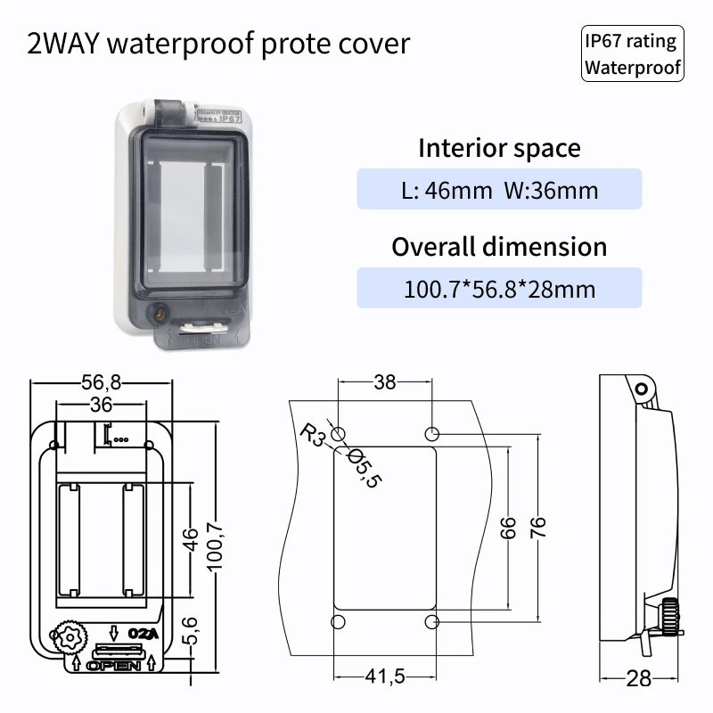 Outdoor Waterproof Window Cover with Lockable Circuit Breaker Electrical Box, Transparent Cover for IP67-Rated Button and Instru