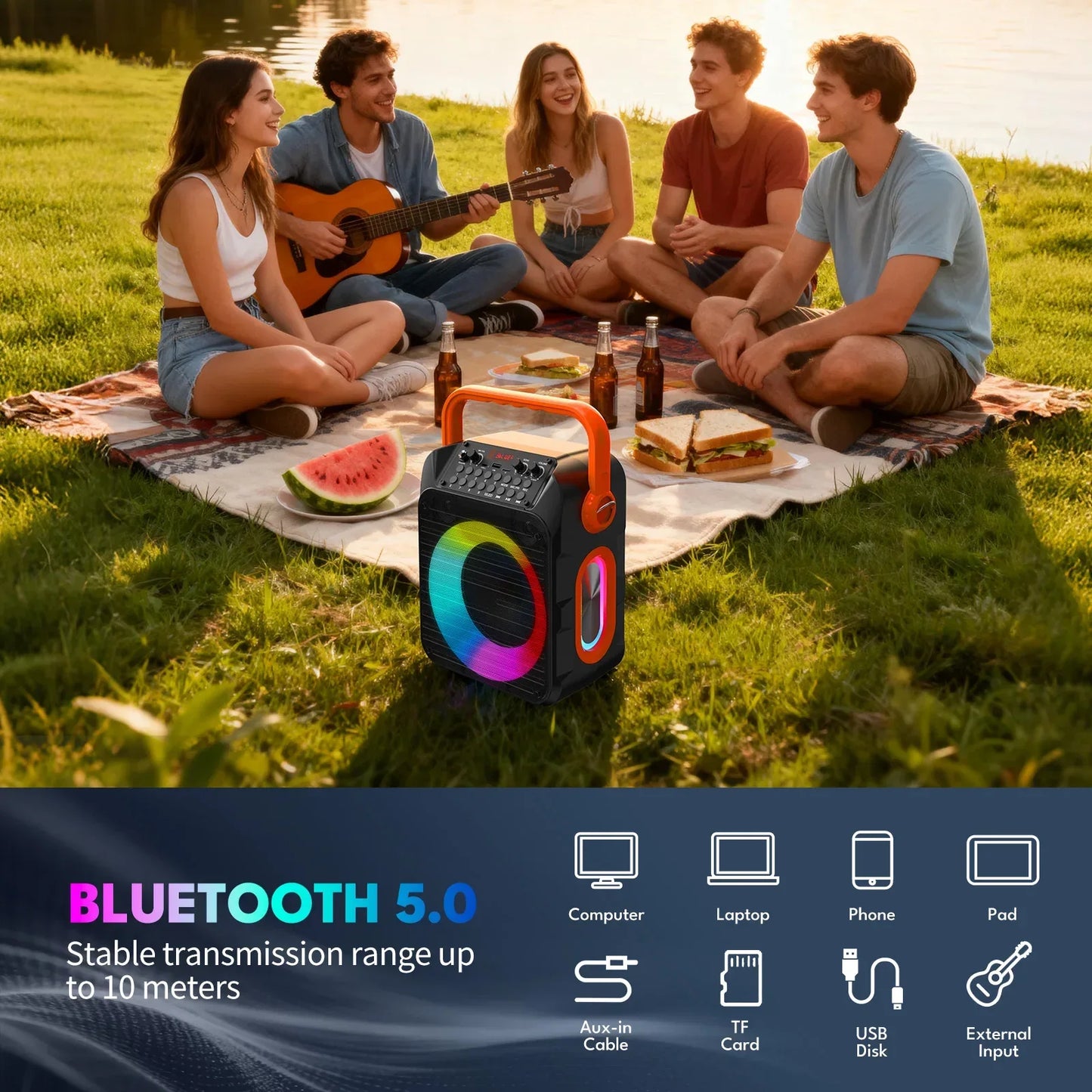 Karaoke Machine for Adults, Karaoke Speaker with Two Wireless Microphones, Portable Bluetooth Speaker PA System for Party, Kara