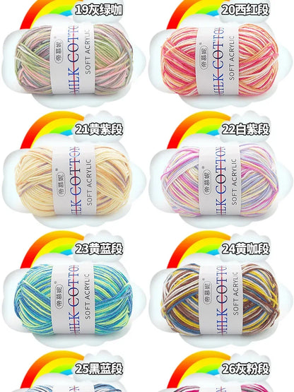 6Pcs Dyed Milk Sweet Soft Cotton Crochet Wool Yarn Thick Yarn Fiber Hand Knitting Wool Crochet Yarn Threads for DIY Sweater