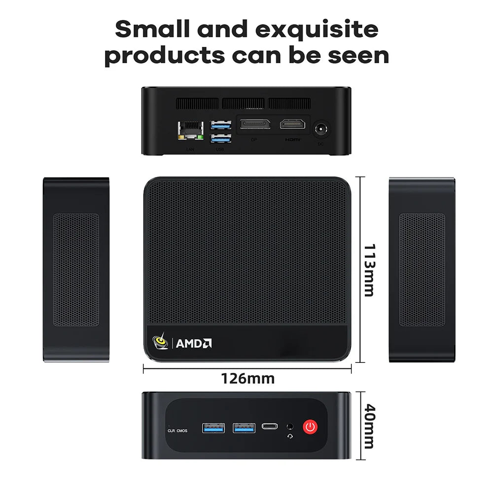Beelink Mini PC SER5 Max AMD R7 6800U 7735HS R5 5500U R3 3200U 16G 500G NVME Windows Type-C Triple Screen Gamer Mini Computer
