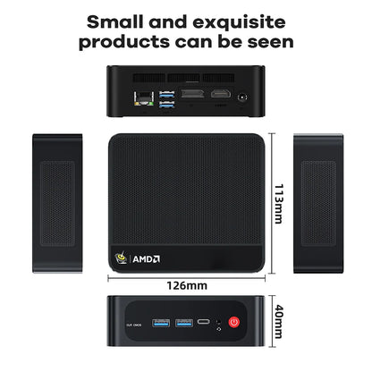 Beelink Mini PC SER5 Max AMD R7 6800U 7735HS R5 5500U R3 3200U 16G 500G NVME Windows Type-C Triple Screen Gamer Mini Computer