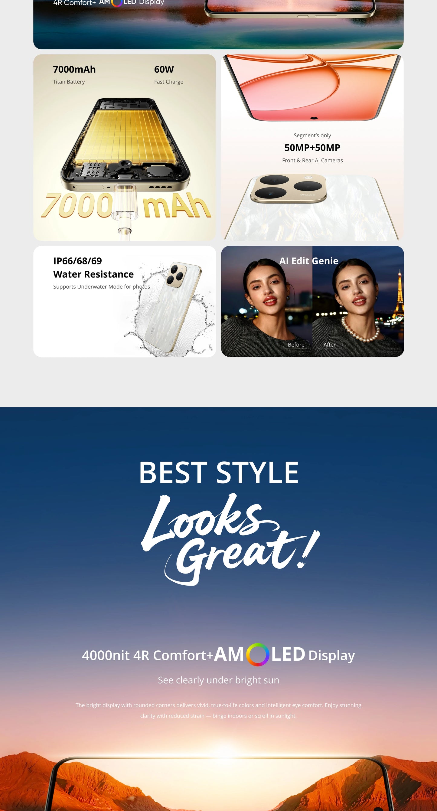 realme 15T 5G Smartphone NFC Dimensity 6400 Max Chipset Dual 50MP Cameras 6.57" 120Hz AMOLED Display 7000mAh Battery 60W Charge