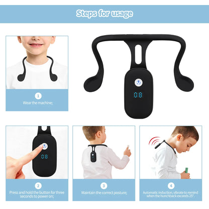 Smart Posture Reminder Device Vibration Alert Back Support Wearable Anti-Slouch Sensor for Adults Kids Office Home Daily Use