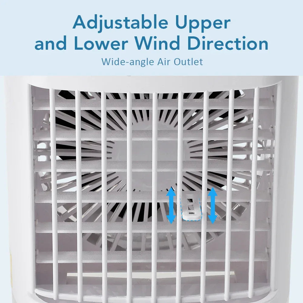 Air Conditioner Portable Desktop Air Cooler Fan with LED Night Light & Humidifier, Mini Mist Cooling Fan for Office Home