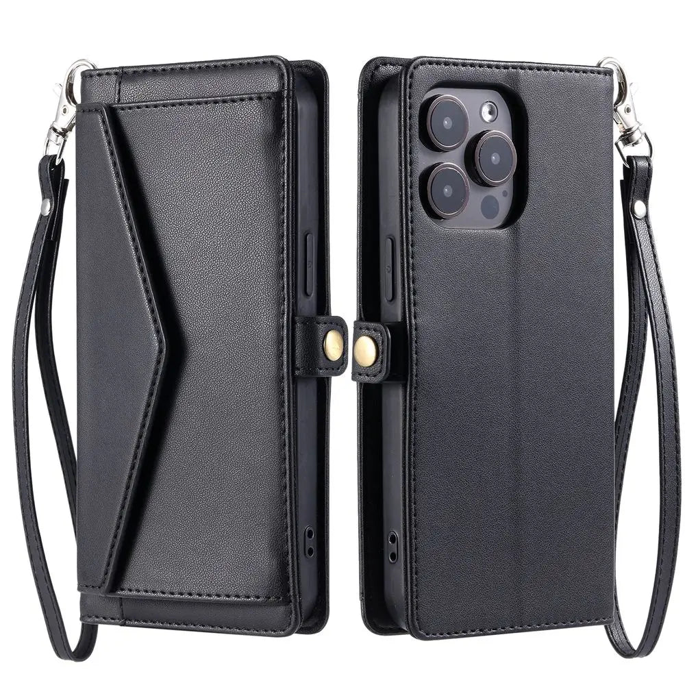 Coque Xiaomi 14 13 12 11 10 - Flip Wallet avec Porte-Carte et Lanière