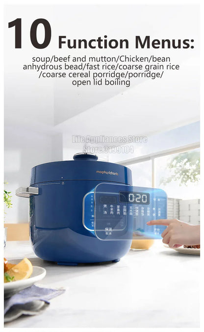 MOPRHY RICHARDS 2.5L Electric Rice Cooker 70Kpa Pressure 220V Multi Cooking Pot Home Appliances 800W Heating Stew Soup Beef
