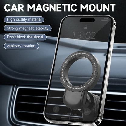 Universal Magnetic Car Phone Holder Air Vent Mount 360 Rotation Strong Suction Stable Anti-Shake One-Hand Access Compact Design