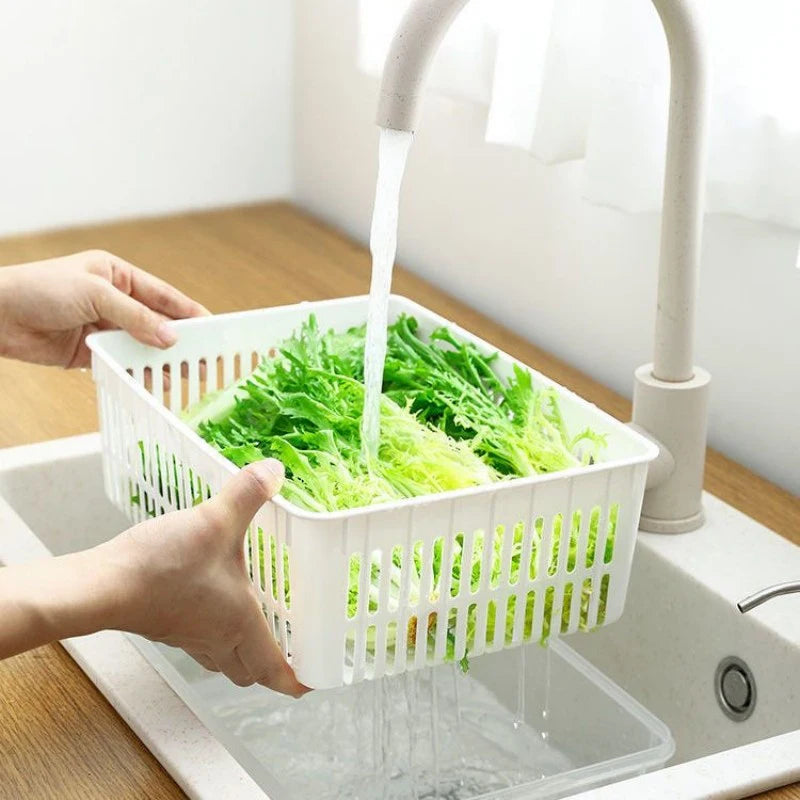 Refrigerator Storage Box Fridge Organizer Fresh Vegetable Fruit Boxes Drain Basket Storage Containers Pantry Kitchen Organizer