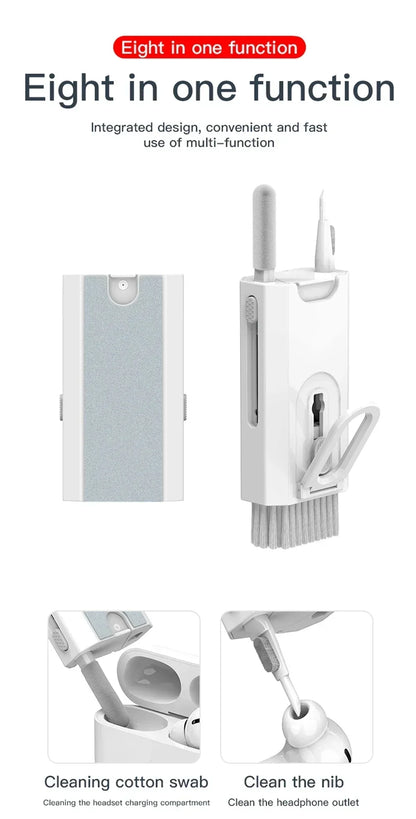 8 In1 Cleaning Kit Computer Keyboard Cleaner Brush Earphones Cleaning Pen For Headset Phone Cleaning Tools Keycap Puller