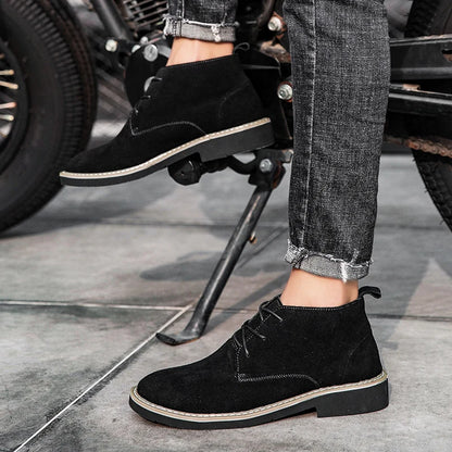 2025 Hot Selling High Top Retro Mens Casual Shoes Outdoor Wear-resistant Lace Up Flat Shoes Autumn and Winter Warm Walking Shoes