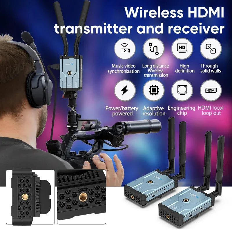 HDMI Wireless Extender  4K/1080P Small  Screen (Tablet Laptop Camera) Content To HD Devices Supported with NP-F Series Batteries