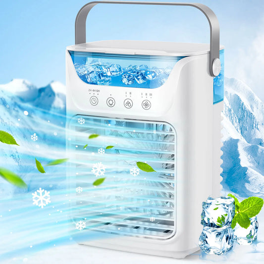 Portable Water Cooling Fan Small Air Humidifier Air Conditioner Water Mist Cooling 3 Speed Fan With Night Light For Home Office
