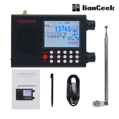 HamGeek TEF6686 Radio Portable FM/LW/MW/SW Radio Receiver with 2.8" Color Touch Screen & Built-in Battery
